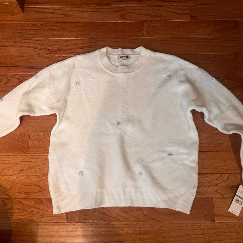 Nanette Lepore Cream Crewneck Sweater
